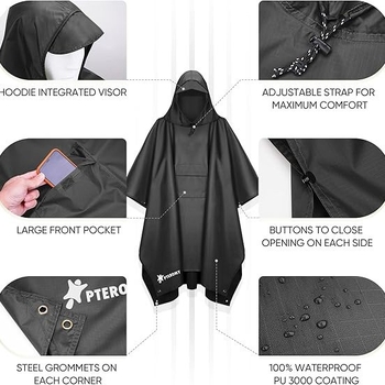 Odrasli kišni pončo za vožnju motociklom/e-bike, vodootporan materijal s PVC premazom, debljina tkanine 21, mogućnost prilagodbe i tiskanja logotipa