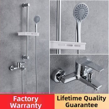 Σετ ντους με χειρολαβή, τριπλή βαλβίδα ανάμειξης, εγκατάσταση στον τοίχο, χαλκό σώματος, κεραμική δισκοβαλβίδα