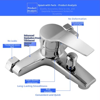 Σετ ντους με χειρολαβή, τριπλή βαλβίδα ανάμειξης, εγκατάσταση στον τοίχο, χαλκό σώματος, κεραμική δισκοβαλβίδα
