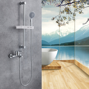 Σετ ντους με χειρολαβή, τριπλή βαλβίδα ανάμειξης, εγκατάσταση στον τοίχο, χαλκό σώματος, κεραμική δισκοβαλβίδα