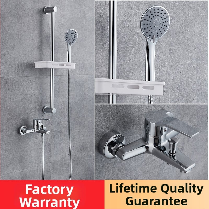 Σετ ντους με χειρολαβή, τριπλή βαλβίδα ανάμειξης, εγκατάσταση στον τοίχο, χαλκό σώματος, κεραμική δισκοβαλβίδα