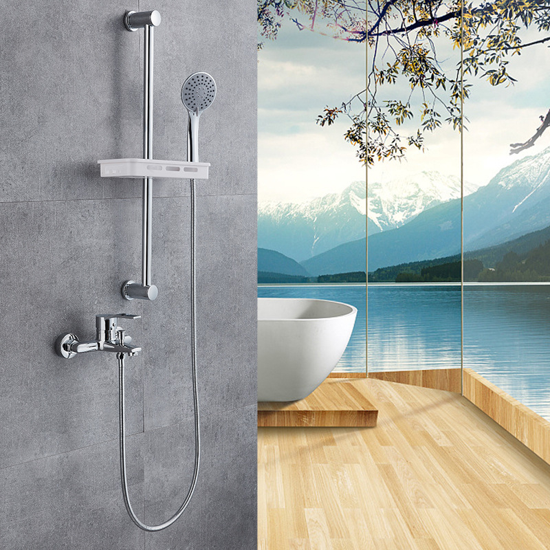 Σετ ντους με χειρολαβή, τριπλή βαλβίδα ανάμειξης, εγκατάσταση στον τοίχο, χαλκό σώματος, κεραμική δισκοβαλβίδα