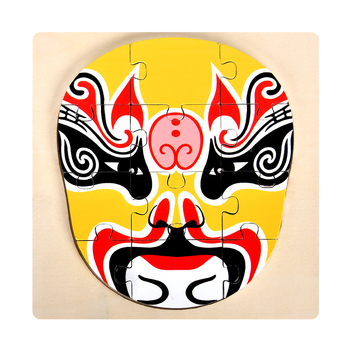 Puzzle din lemn cu schimbare a feței din Opera din Beijing, purtabil, pentru adulți și copii, DIY, vârsta 4–6 ani