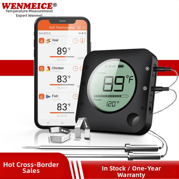 WENMEICE Безжичен Bluetooth цифров термометър за храна за барбекю, месо, фурна и кухня, 1–300°C (33–572°F), резолюция 0.1°C, точност ±1°C