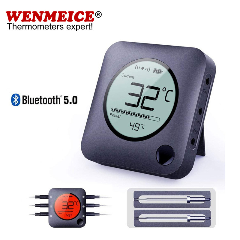 WENMEICE Безжичен Bluetooth цифров термометър за храна за барбекю, месо, фурна и кухня, 1–300°C (33–572°F), резолюция 0.1°C, точност ±1°C