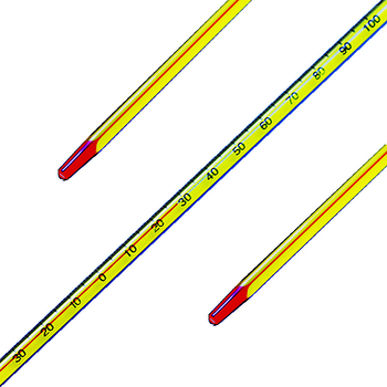 Пръчковиден стъклен термометър с порцеланов корпус, диапазон -30 до 200°C, точност ±1°C