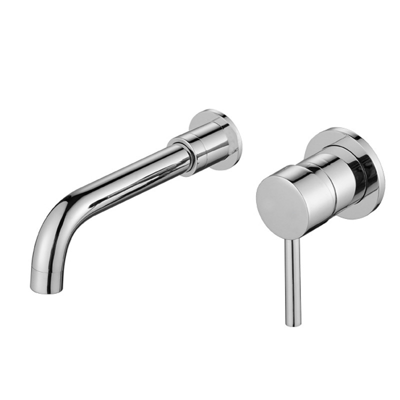 Zidni skriveni miješajući slavina za umivaonik – mesingavo tijelo, keramički jezgro, topla/hladna voda, 0–80°C