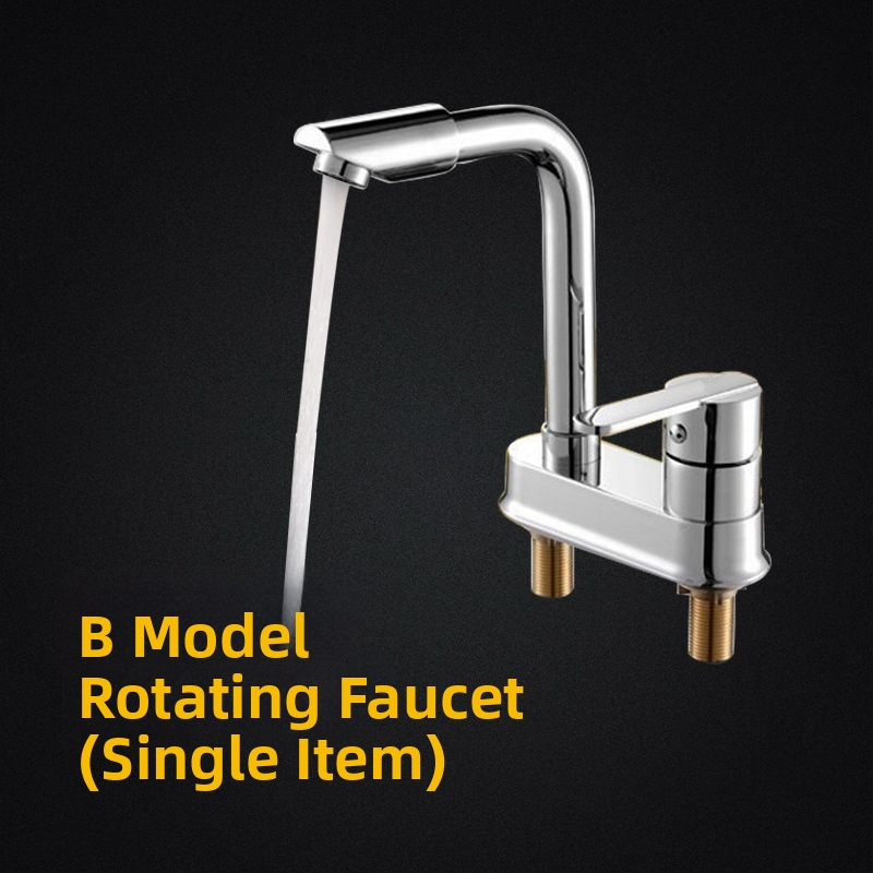 Robinet de lavoar din cupru, rotativ la 360°, model cu două găuri, mâner unic, cartuș ceramic