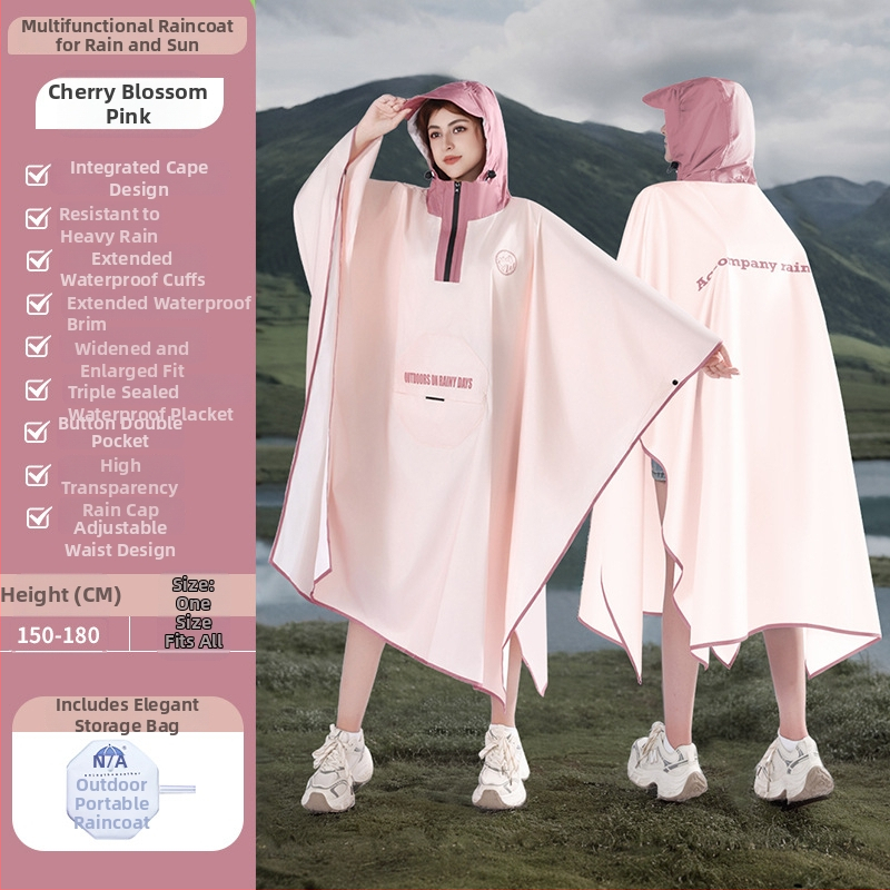 Poncho de drumeție cu rucsac pentru adulți – poliester taftă, adeziv PU impermeabil, aproximativ 380 g