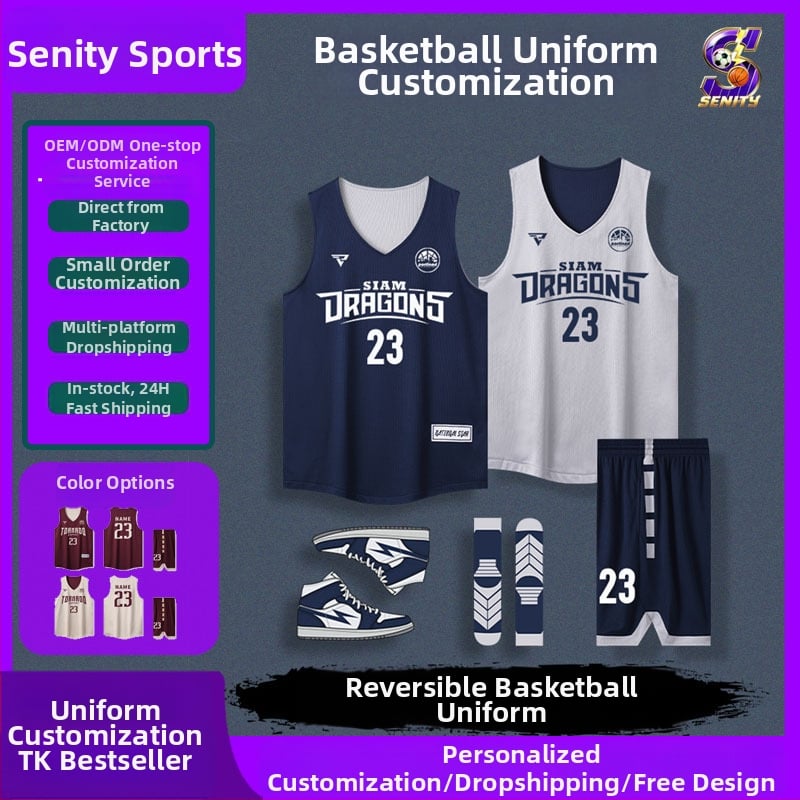 Dvostrano košarkaško dres komplet, po mjeri, unisex za odrasle, 100% poliester, za sve sezone