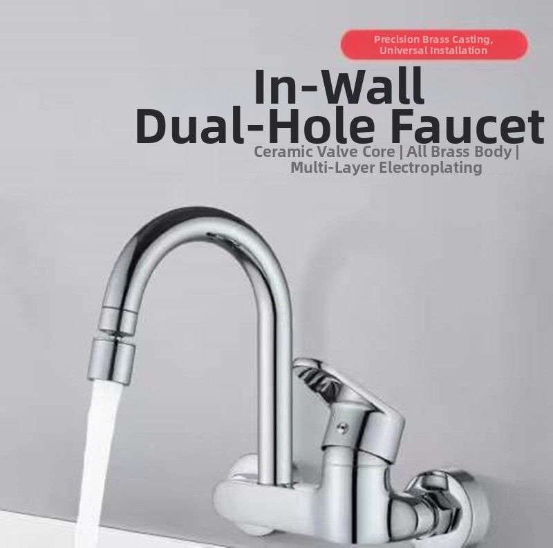 Fali beépítésű mosogatócsaptelep: kerámia szelep, réz test, háromrészes felépítés, 0–90°C működési tartomány