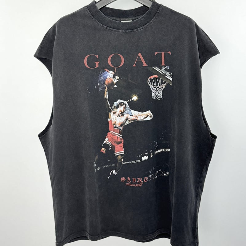 Pamukasta bezrukavna T-shirt vest, slobodan kroj, crtani print, bez ovratnika