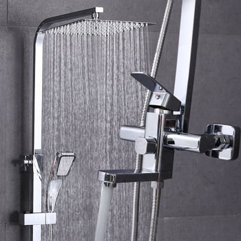 Χαλκός, ενσωματωμένο σύστημα ντους για τοίχο, τετράγωνη κεφαλή ντους βροχής, μοντέλο 7002