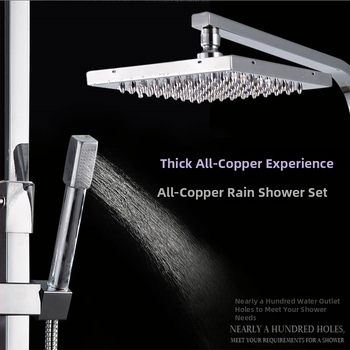 Χαλκός, ενσωματωμένο σύστημα ντους για τοίχο, τετράγωνη κεφαλή ντους βροχής, μοντέλο 7002