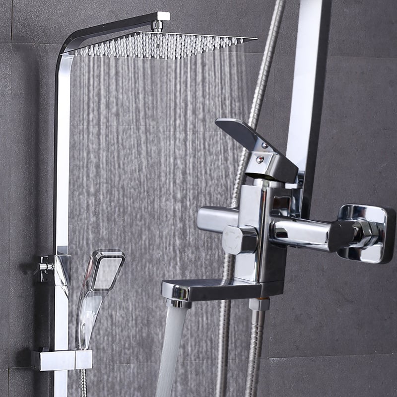 Χαλκός, ενσωματωμένο σύστημα ντους για τοίχο, τετράγωνη κεφαλή ντους βροχής, μοντέλο 7002