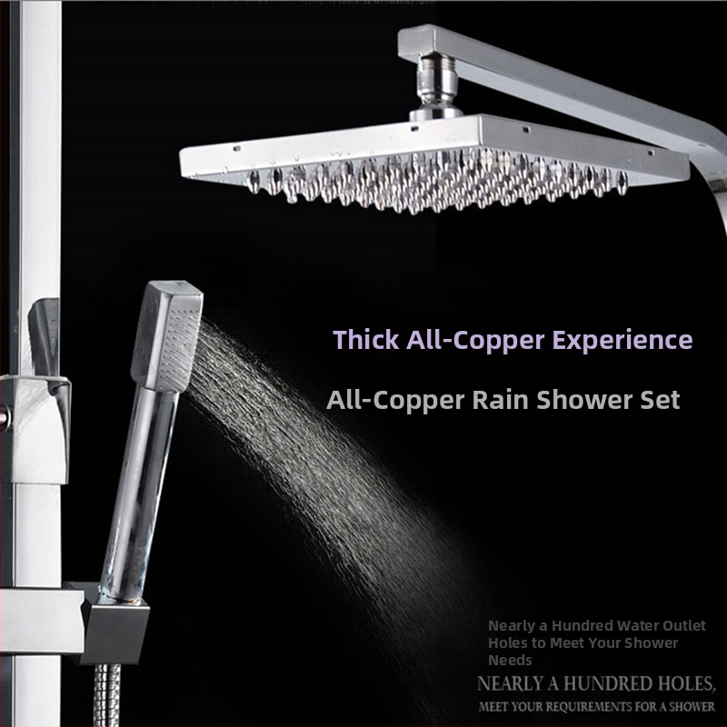 Χαλκός, ενσωματωμένο σύστημα ντους για τοίχο, τετράγωνη κεφαλή ντους βροχής, μοντέλο 7002