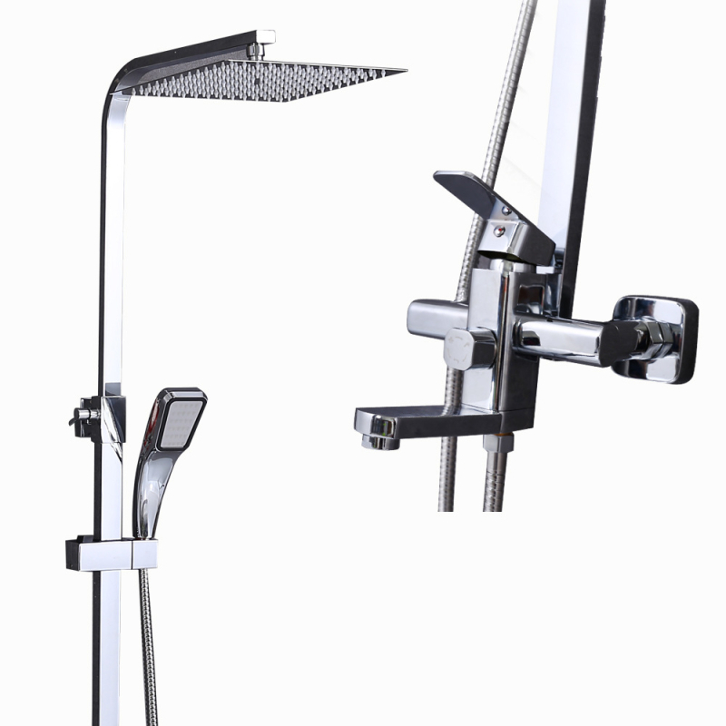 Χαλκός, ενσωματωμένο σύστημα ντους για τοίχο, τετράγωνη κεφαλή ντους βροχής, μοντέλο 7002