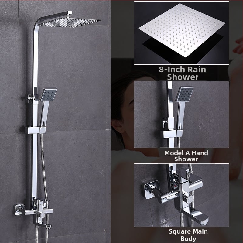 Χαλκός, ενσωματωμένο σύστημα ντους για τοίχο, τετράγωνη κεφαλή ντους βροχής, μοντέλο 7002