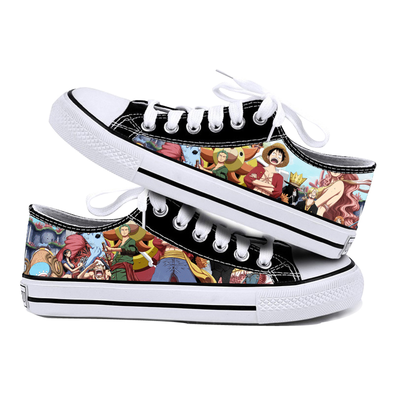 Muške platnene tenisice s animacijskim printom, niski profil, vezanje na šnure, vulkanizirana potplat, casual obuća