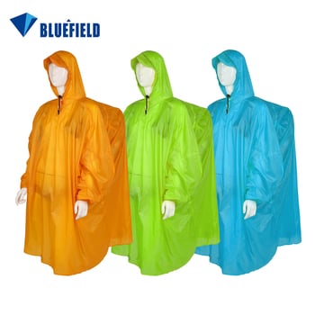 BLUEFIELD Poncho monocorp pentru drumeții, țesătură din 15D nylon cu acoperire de silicon, strat impermeabil cu silicon, adult