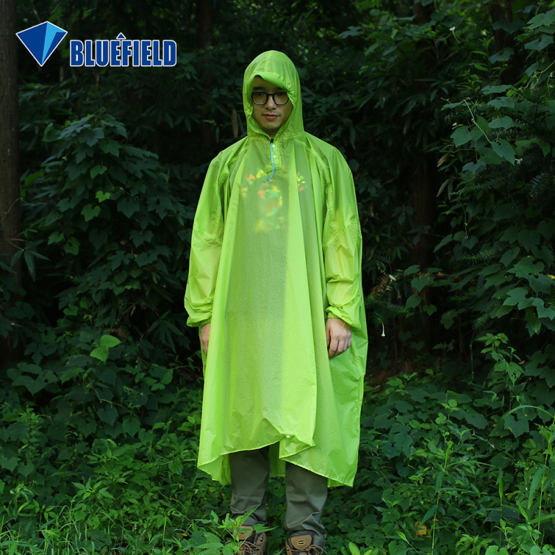 BLUEFIELD Poncho monocorp pentru drumeții, țesătură din 15D nylon cu acoperire de silicon, strat impermeabil cu silicon, adult