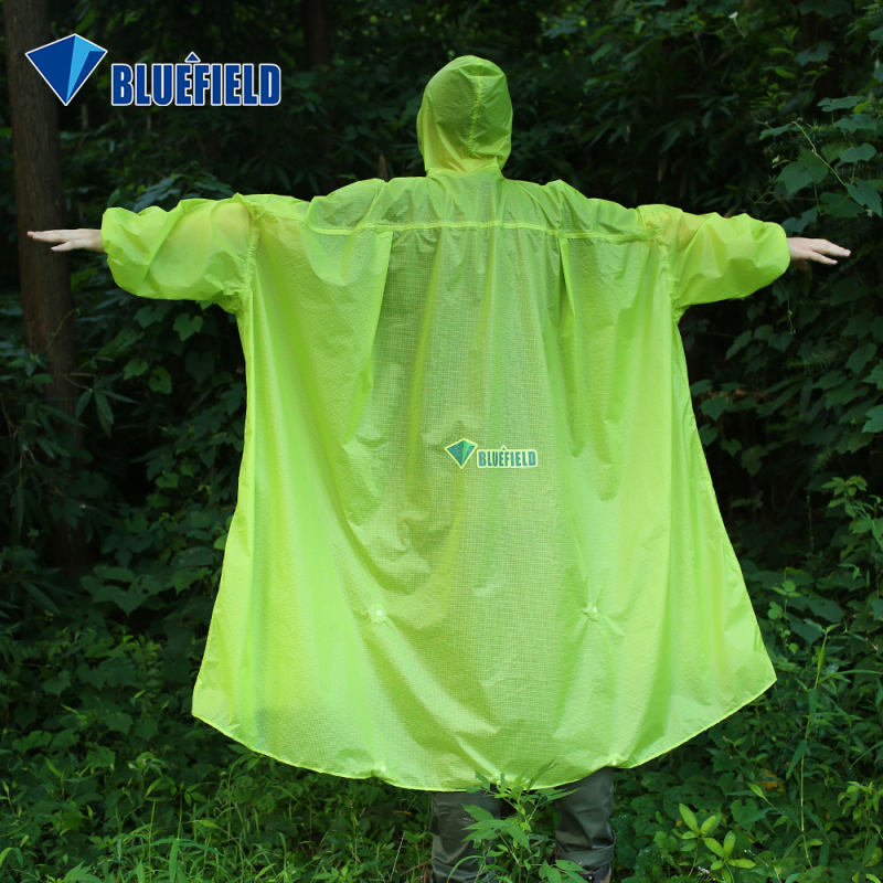BLUEFIELD Poncho monocorp pentru drumeții, țesătură din 15D nylon cu acoperire de silicon, strat impermeabil cu silicon, adult
