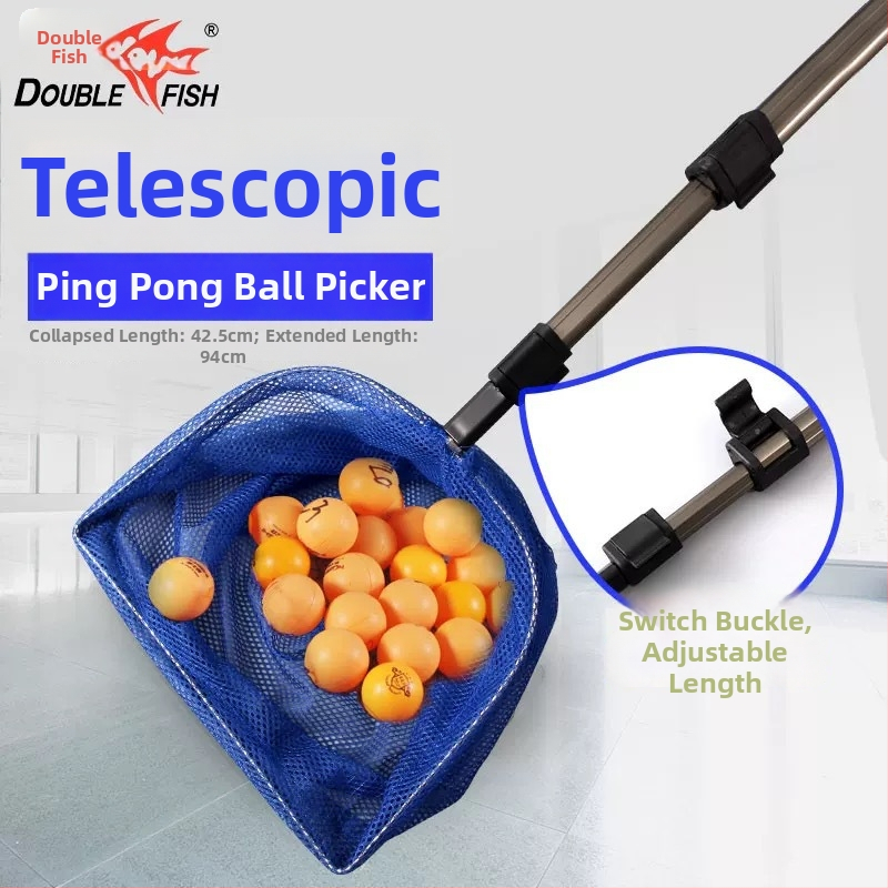 Double Fish J08 Zberač loptičiek do stolného tenisu — ľahký, prenosný, vysúvateľný, s nastaviteľnou dĺžkou, model J08