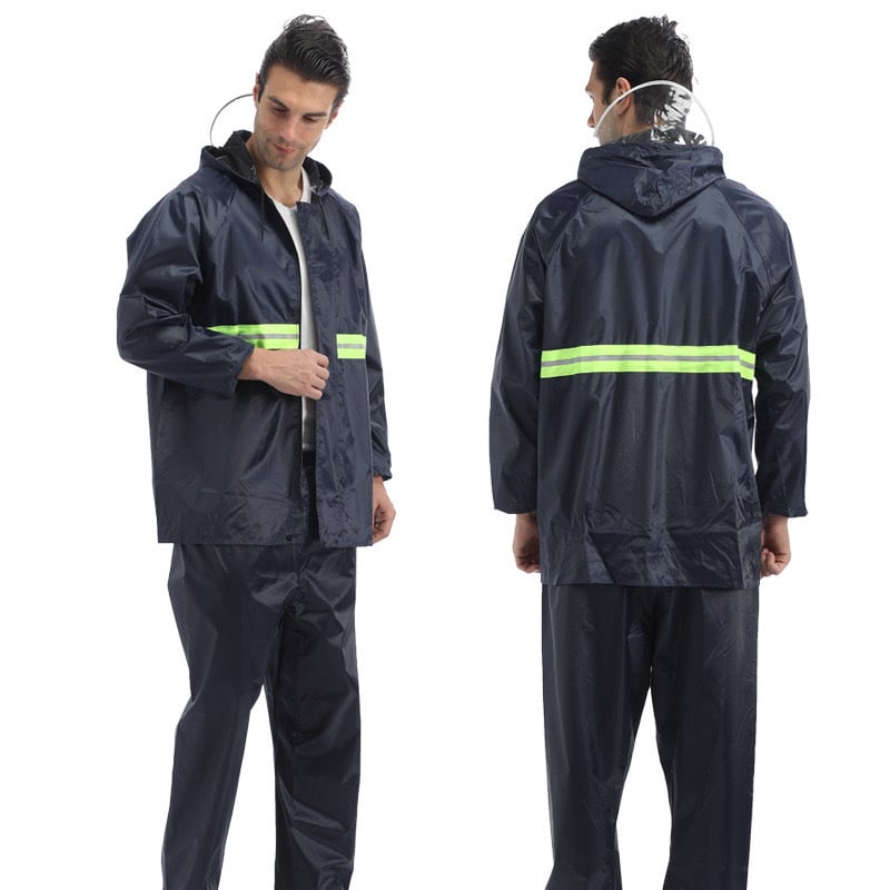 Set kišnog kaputa i hlača od Oxford platna s reflektirajućim detaljima, PVC premazom, za outdoor upotrebu