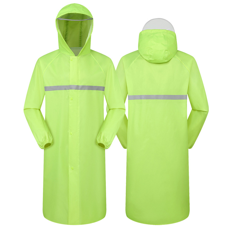 Dugo kišno jakno za odrasle – reflektirajući debeli pončo za outdoor biciklizam i planinarenje; Oxford tkanina 0.22 mm, PVC vodootporni sloj; jednoslojni, prenosno.