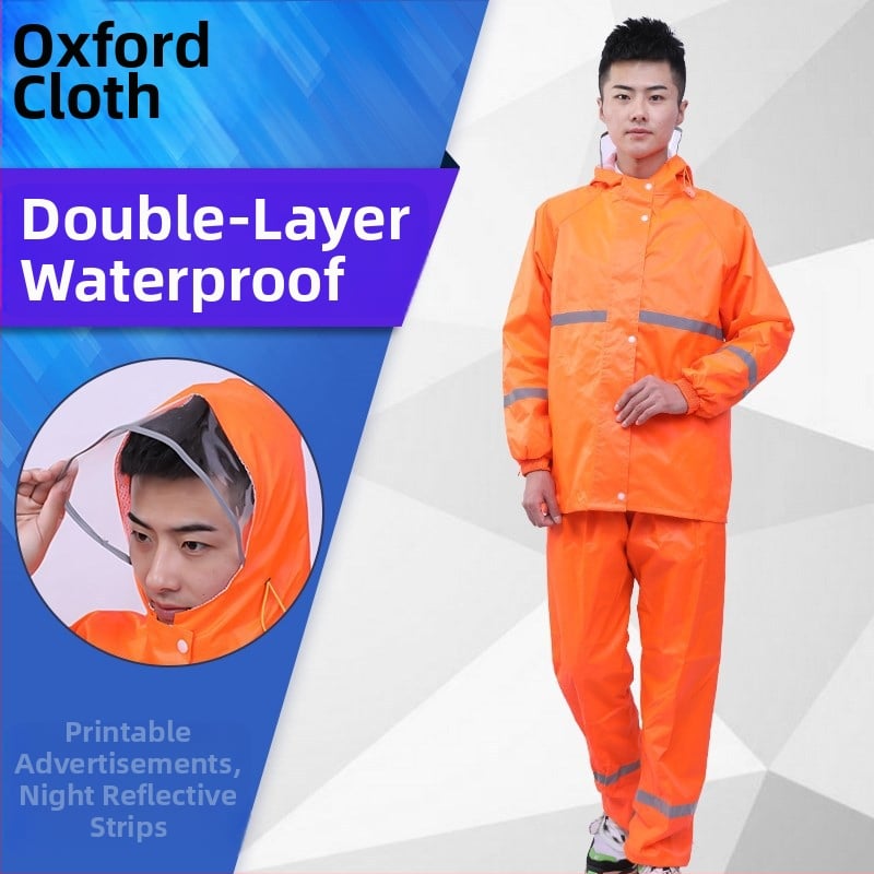 Set z dažďov a nohavíc pre dospelých, rozdelený dizajn, moderný minimalistický štýl • Oxford látka • PVC nepremokavná vrstva • potlač loga • možnosť prispôsobenia