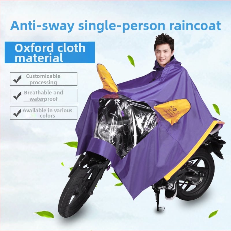 Dážďový pončo na motocykel/elektrické vozidlo, hrubý Oxford materiál 24S s PVC vodotesnou vrstvou, pre dospelú, 1 osoba, možnosť vlastného loga