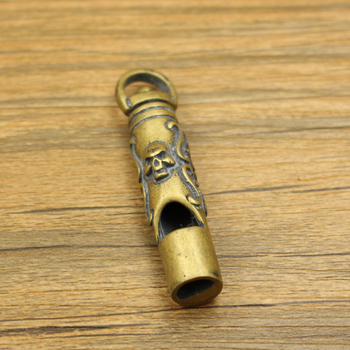 Медна свирка с висулка, отпечатано лого, опаковка 500 бр., за спорт и открито ползване