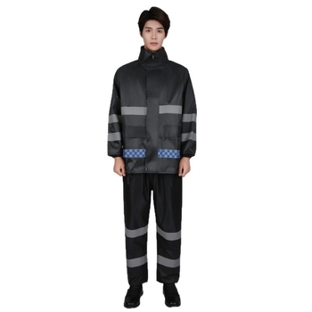 Szolgálati esőkabát és esőnadrág készlet kültéri tűzoltói mentési feladatokra – Reflektív elemek, Vízálló 150D anyag, PVC ragasztó réteg