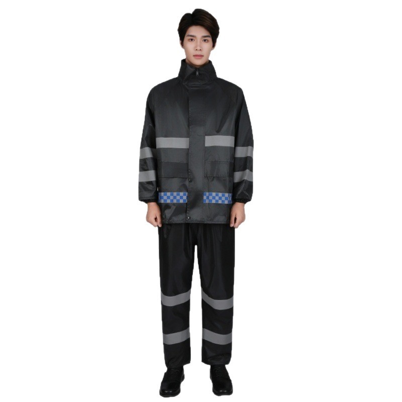 Szolgálati esőkabát és esőnadrág készlet kültéri tűzoltói mentési feladatokra – Reflektív elemek, Vízálló 150D anyag, PVC ragasztó réteg