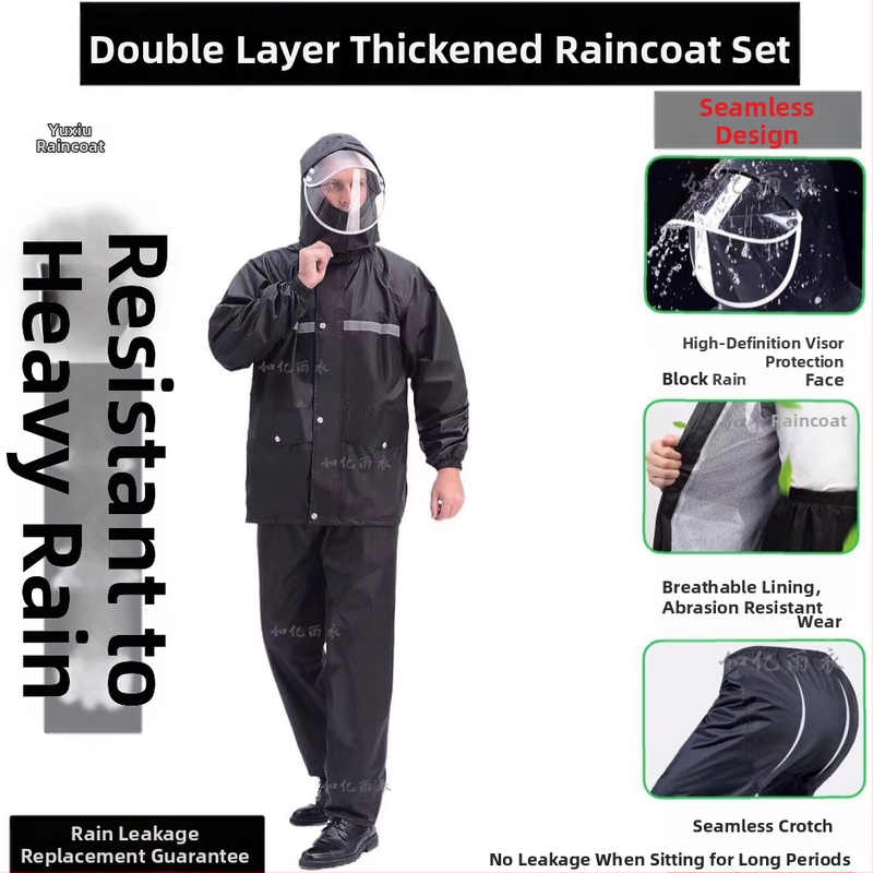 Motocyklový dažďový pončó, hrubý dvojvrstvový materiál Spring pongee, reflexný, PVC lepidlo vrstva
