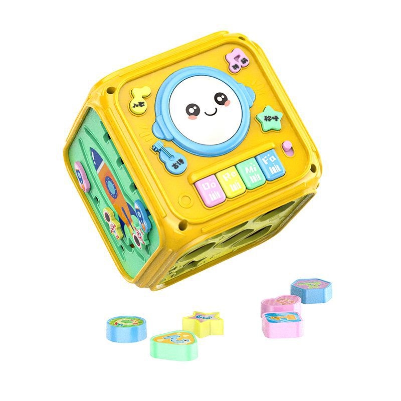 Baba zenés kézcsapkodó dobjáték – hatszögletű forma, műanyagból, Li-ion akkumulátorral működik, korai oktatás, 0–3 éveseknek