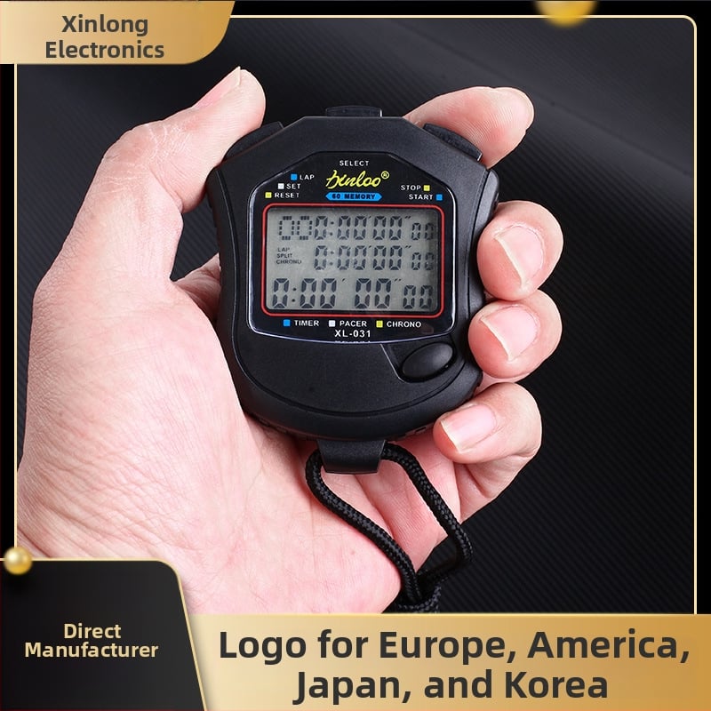 XINLONG Cronometru pentru atletism cu afișaj pe trei rânduri și canale multiple; corp ABS rezistent la apă; funcție pauză; mâner anti-alunecare