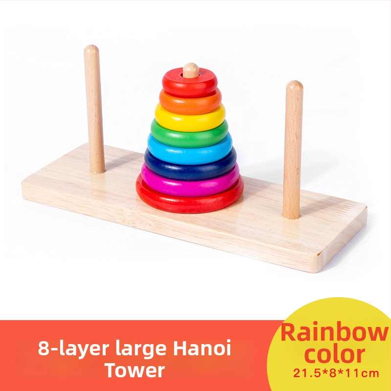 Drveni toranj Hanoi – Deset razina, otključavanje prstena, Kongming/Luban zaključavanje, uzrast 7–14, moguć prilagodba