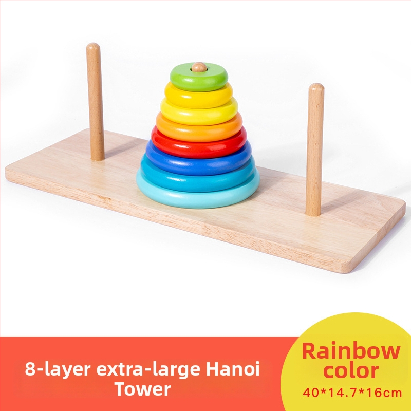 Drveni toranj Hanoi – Deset razina, otključavanje prstena, Kongming/Luban zaključavanje, uzrast 7–14, moguć prilagodba