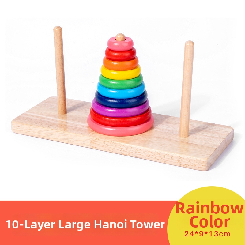 Drveni toranj Hanoi – Deset razina, otključavanje prstena, Kongming/Luban zaključavanje, uzrast 7–14, moguć prilagodba