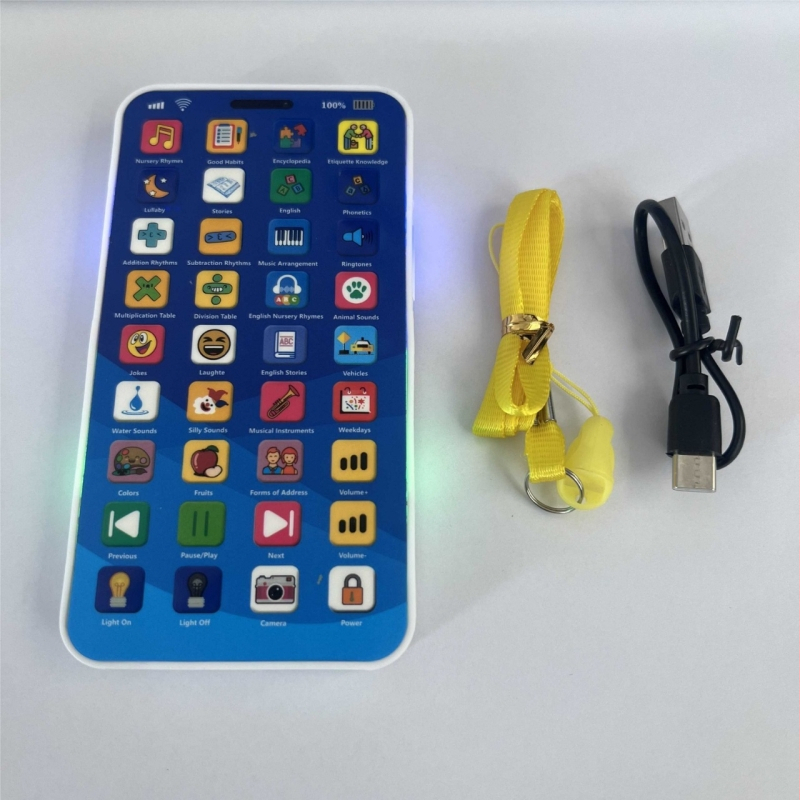 Dječji telefon za pričanje priča sa svjetlom — obnovljiv uređaj za učenje s 8GB+ memorijom, prepoznavanje glasa, snimanje, dodirni odgovor