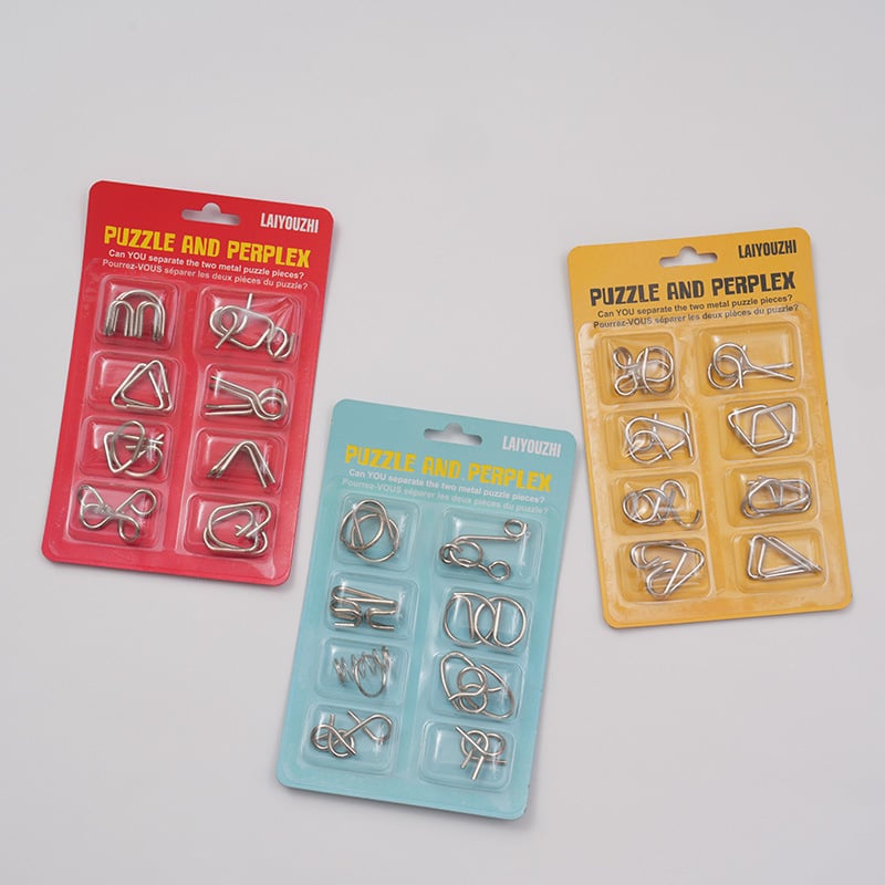 Puzzle cu nouă inele metalice, încuietoare din fier, set de 8 piese, antrenament pentru răbdare