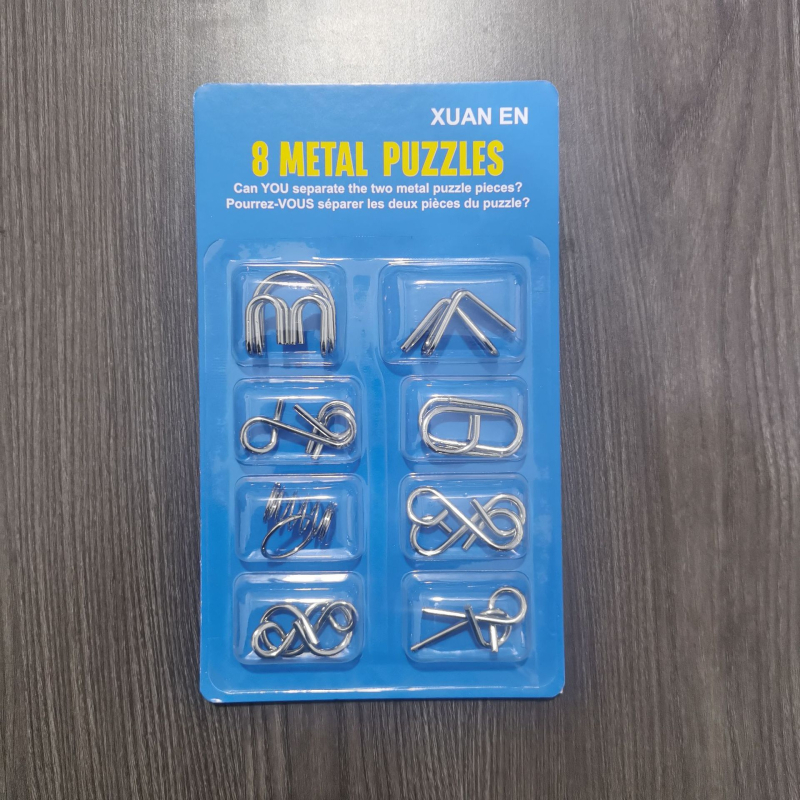 Puzzle cu nouă inele metalice, încuietoare din fier, set de 8 piese, antrenament pentru răbdare
