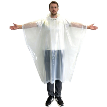 Poncho biodegradabil din PLA pentru adulți, cu glugă, acoperire totală a corpului, țesătură 12 denier, imprimare logo și personalizare