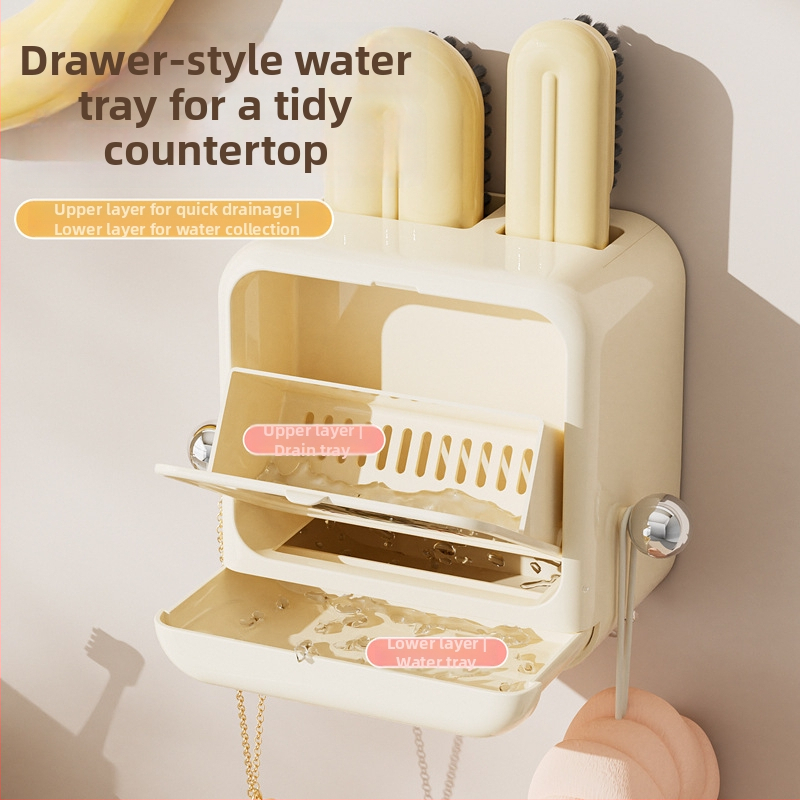 Set trei în unu de perii pentru pantofi și haine, cu recipient pentru săpun, din plastic, ambalat într-o cutie de carton