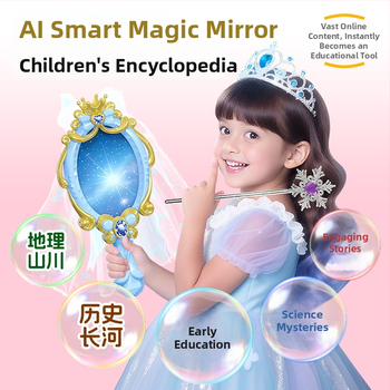 Oglindă AI inteligentă pentru învățare, cu recunoaștere vocală, Wi-Fi și baterie reîncărcabilă — jucărie interactivă de învățare cu jocuri părinte-copil și tematică de îmbrăcare a prințesei, pentru copii 7–14 ani