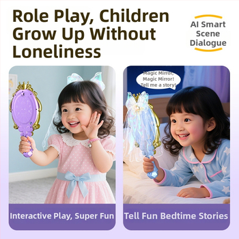 Oglindă AI inteligentă pentru învățare, cu recunoaștere vocală, Wi-Fi și baterie reîncărcabilă — jucărie interactivă de învățare cu jocuri părinte-copil și tematică de îmbrăcare a prințesei, pentru copii 7–14 ani