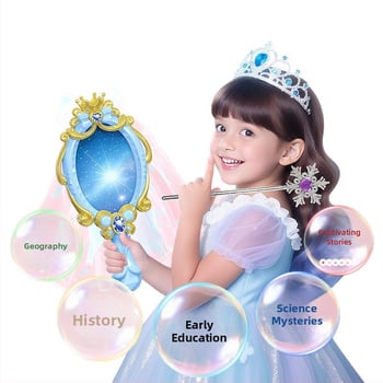 Oglindă AI inteligentă pentru învățare, cu recunoaștere vocală, Wi-Fi și baterie reîncărcabilă — jucărie interactivă de învățare cu jocuri părinte-copil și tematică de îmbrăcare a prințesei, pentru copii 7–14 ani