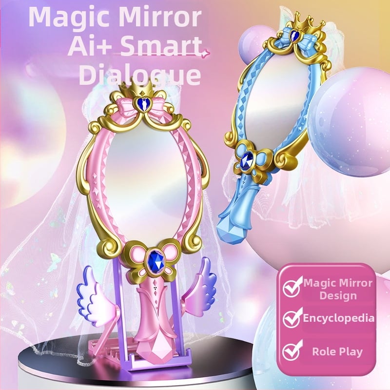 Oglindă AI inteligentă pentru învățare, cu recunoaștere vocală, Wi-Fi și baterie reîncărcabilă — jucărie interactivă de învățare cu jocuri părinte-copil și tematică de îmbrăcare a prințesei, pentru copii 7–14 ani