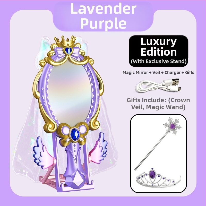 Oglindă AI inteligentă pentru învățare, cu recunoaștere vocală, Wi-Fi și baterie reîncărcabilă — jucărie interactivă de învățare cu jocuri părinte-copil și tematică de îmbrăcare a prințesei, pentru copii 7–14 ani